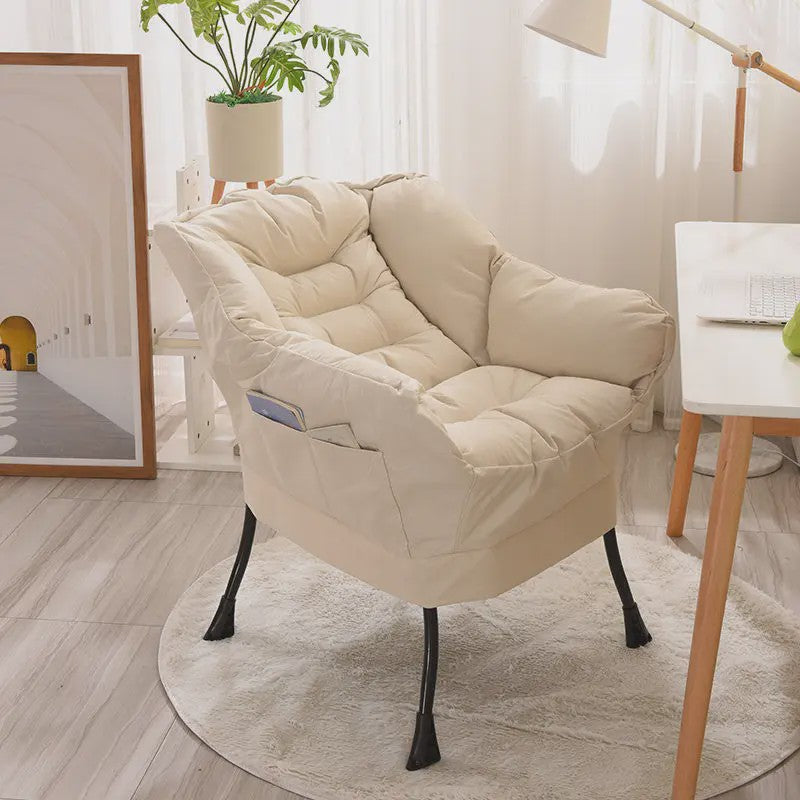 Moderne Beige Fauteuil met Zijvak - Comfortabele Relaxstoel