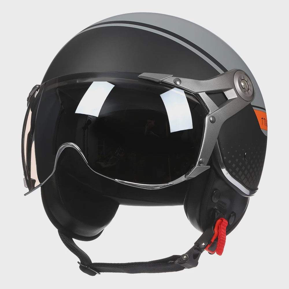 Retro Open Face Motorhelm 3/4 Vintage Chopper Scooter Helm - DOT Goedgekeurd