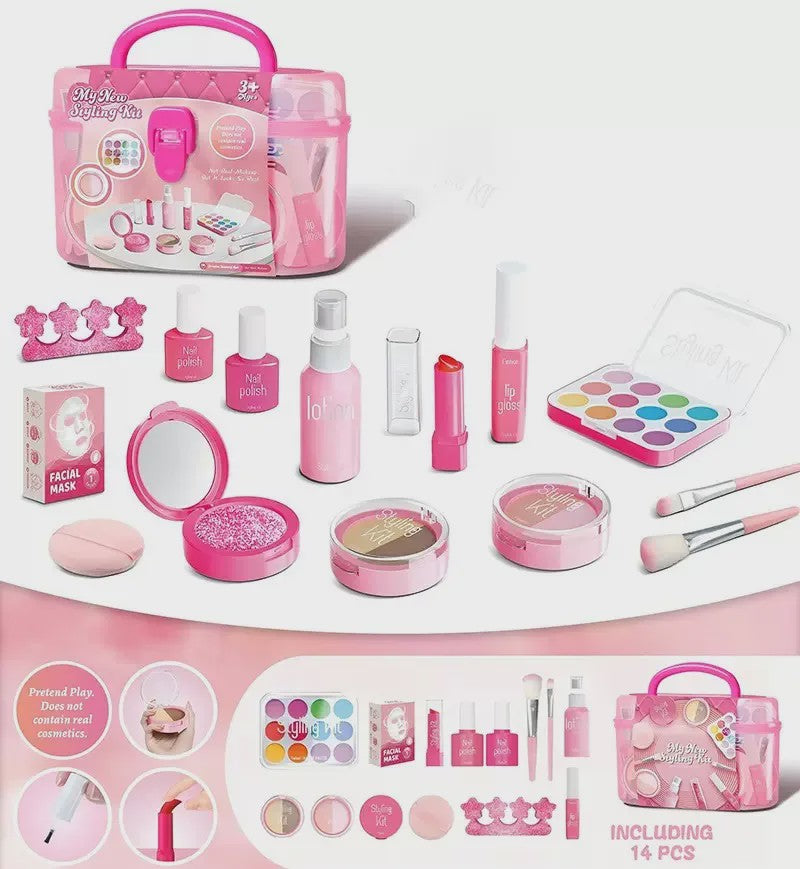 Prinsessen Speel Make-Up Set voor Kinderen - Faux Manicure, Lip Color & Eye Shadow Speelgoed