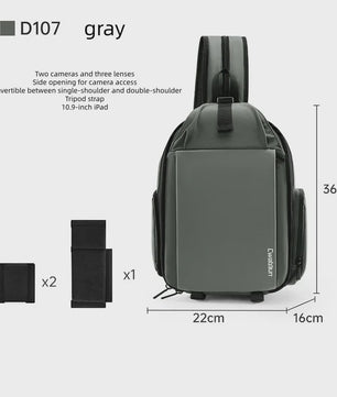 Veelzijdige Camera Schoudertas: Compacte Sling Bag & Rugzak voor DSLR, Lenzen en iPad