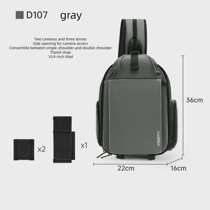 Veelzijdige Camera Schoudertas: Compacte Sling Bag & Rugzak voor DSLR, Lenzen en iPad