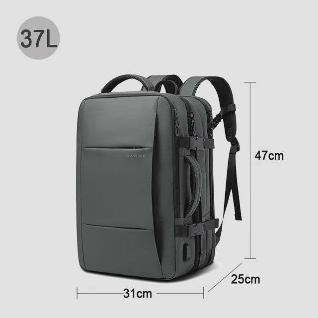 BANGE Heren Rugzak - Waterdicht, Uitbreidbaar, 17.3" Laptopvak, Grote Capaciteit voor Reizen & Wandelen