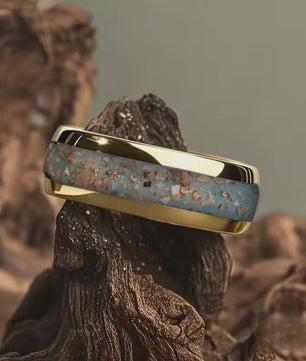 Luxe Groene Kristalstenen Ringen voor Mannen - 8mm Roestvrij Staal Trouwband