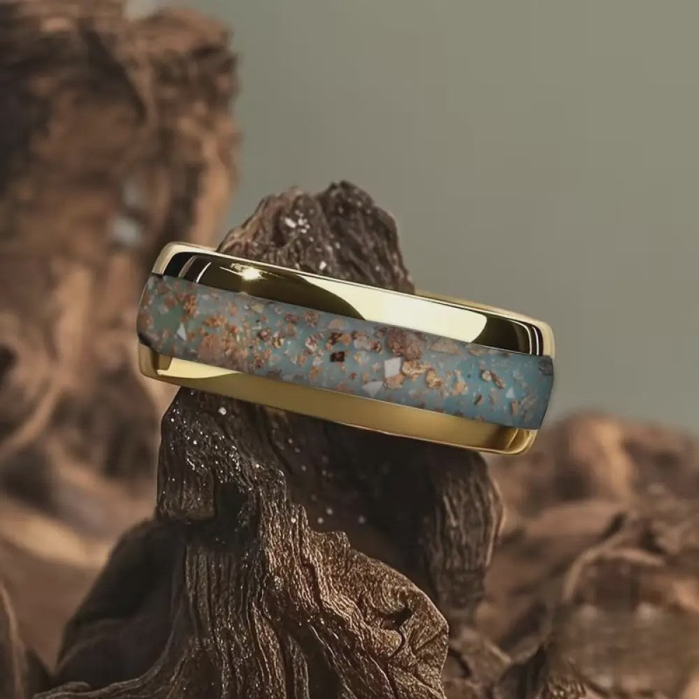 Luxe Groene Kristalstenen Ringen voor Mannen - 8mm Roestvrij Staal Trouwband