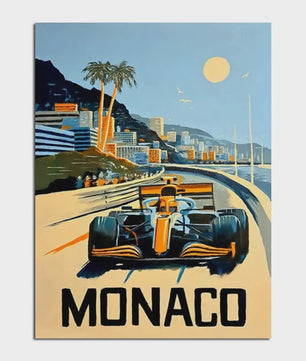 Retro F1 Formule 1 Raceauto Posters - Neon City Canvas Muurkunst