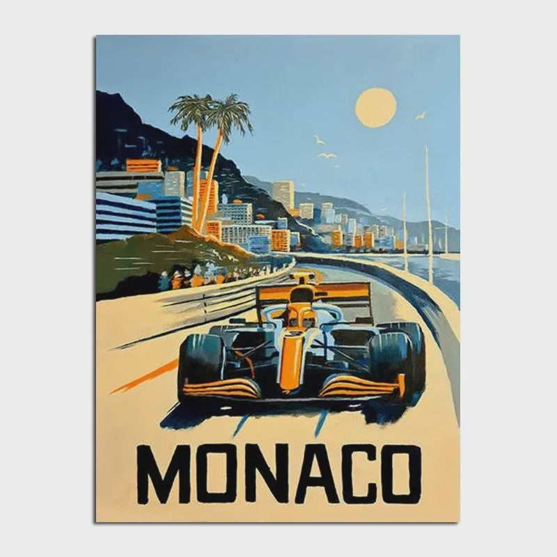 Retro F1 Formule 1 Raceauto Posters - Neon City Canvas Muurkunst