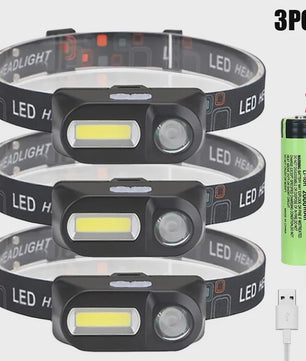 Krachtige Oplaadbare COB+LED Hoofdlamp 1500LM - Waterdicht & Helder voor Buitenactiviteiten