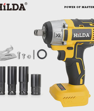HILDA 1/2" Brushless Slagmoersleutel - 1200 Nm Krachtige Accu Klopmachine voor Banden en Steigerbouw (Compatibel met Makita)