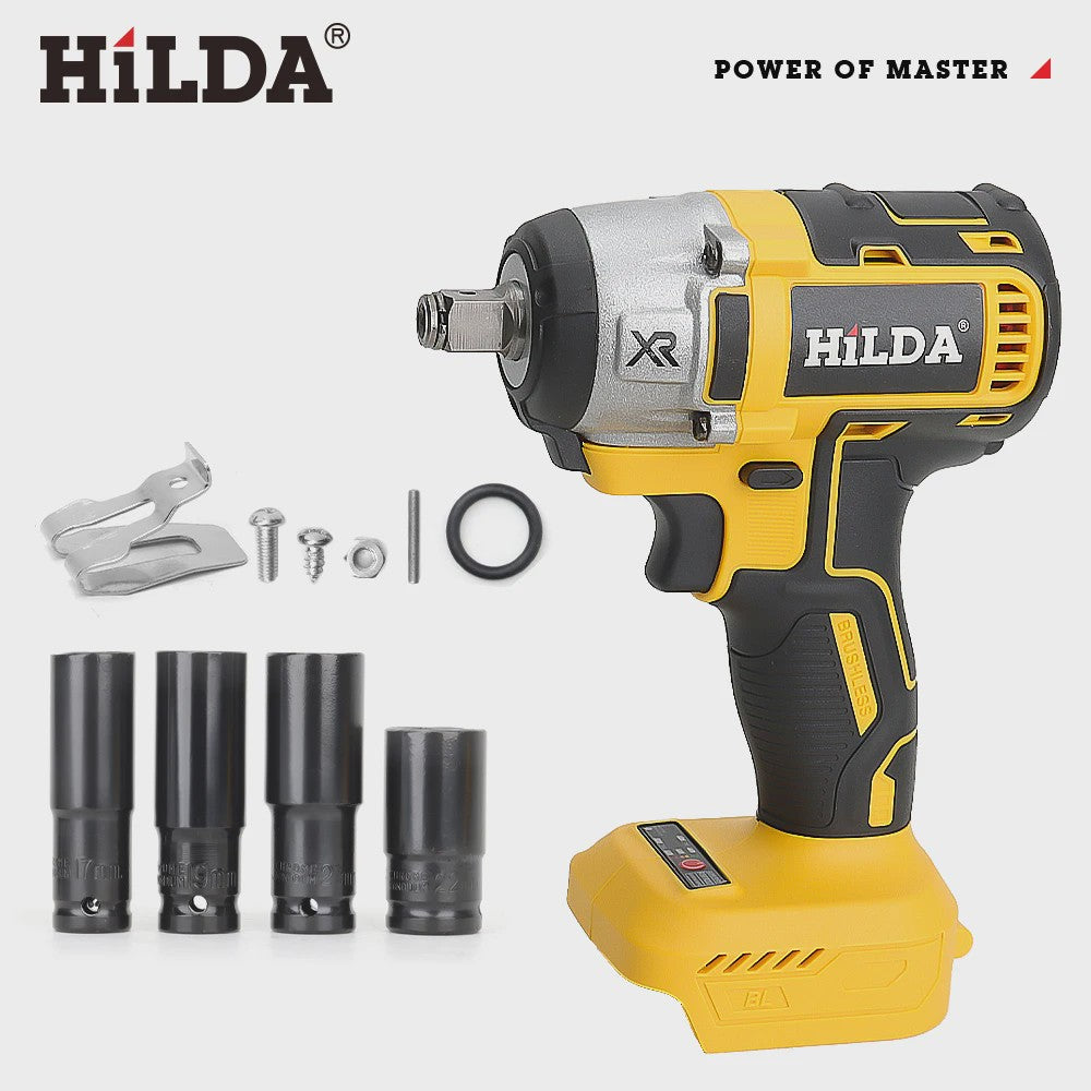 HILDA 1/2" Brushless Slagmoersleutel - 1200 Nm Krachtige Accu Klopmachine voor Banden en Steigerbouw (Compatibel met Makita)
