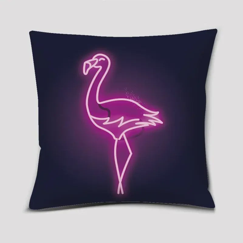 Vrolijke Flamingo Kussenhoes Vierkant - Decoratie voor Bank & Auto