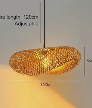Handgemaakte Bamboe Woven Hanglamp - Vintage Stijl voor Woonkamer & Eetkamer (40-80cm)