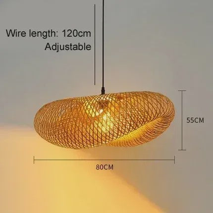 Handgemaakte Bamboe Woven Hanglamp - Vintage Stijl voor Woonkamer & Eetkamer (40-80cm)