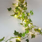 Decoratieve Slanke Lichtjes met Kunstrank en Groene Bladeren - Batterijgevoed
