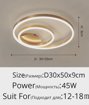 Moderne LED Plafondlamp 3 Cirkels - Goud/Koffie - Woonkamer & Slaapkamer