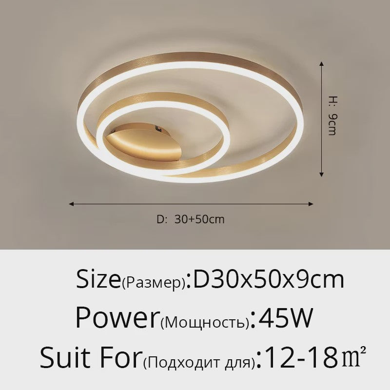 Moderne LED Plafondlamp 3 Cirkels - Goud/Koffie - Woonkamer & Slaapkamer