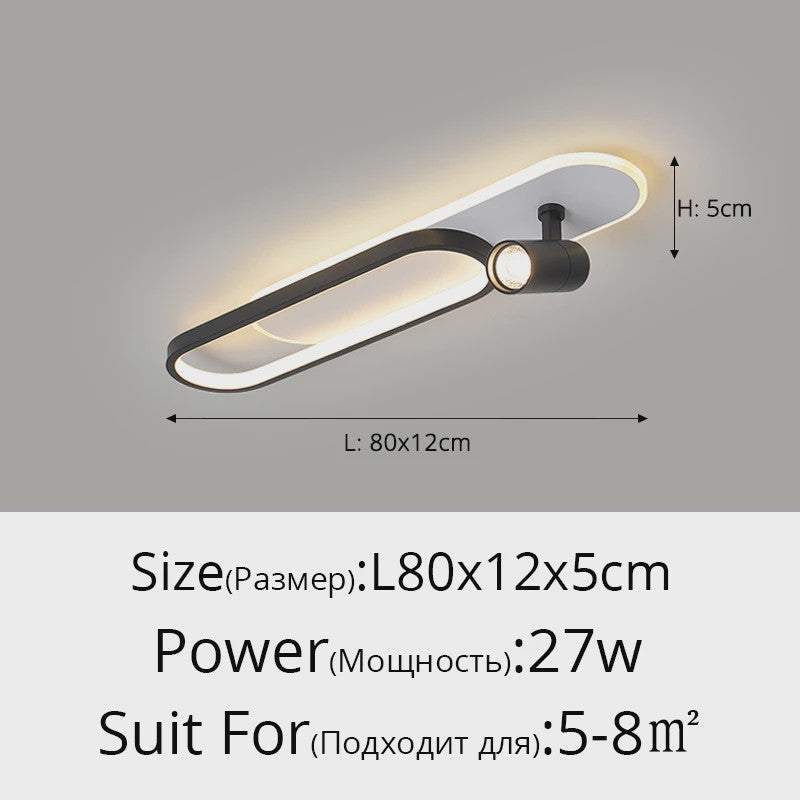 Moderne LED Plafondlamp met Spotlight - Zwart, Wit of Goud - Sfeervolle Verlichting voor Slaapkamer & Studiekamer