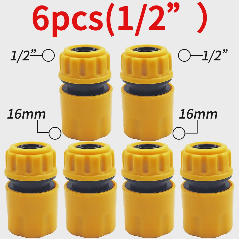 Set van 6 Tuinslang Koppelingen - 3/4" & 1/2" - Snelkoppeling voor Reparatie & Irrigatie