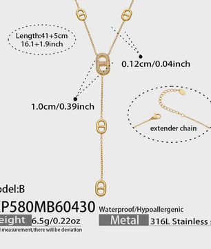 Dainty Gelaagde Sieraden Set: 18k Goudkleurig Roestvrij Staal Collier & Armband met Zirkonia