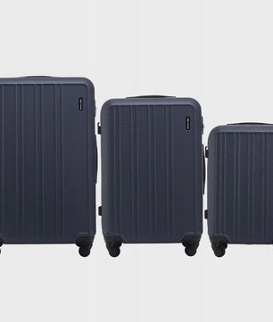 WINGS ABS Trolley Set van 3 (20", 24", 28") - Champagne & Navy Blauw - 360° Wielen