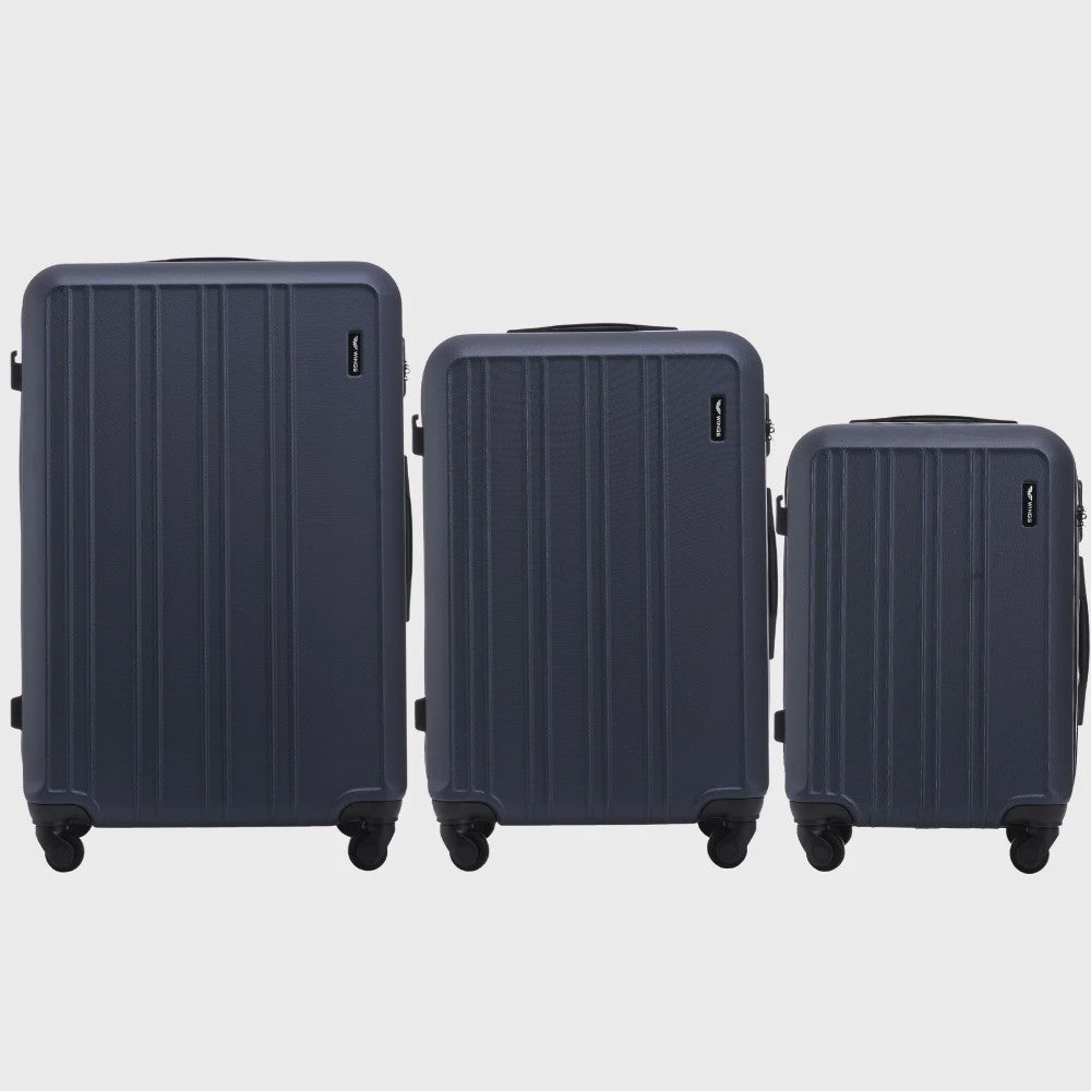 WINGS ABS Trolley Set van 3 (20", 24", 28") - Champagne & Navy Blauw - 360° Wielen