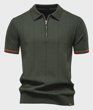 Heren Gebreide Polo met Rits - Slim Fit Sport & Casual