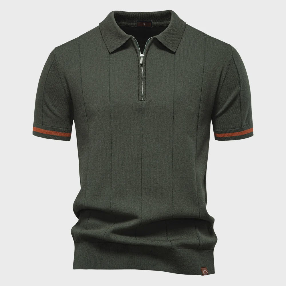 Heren Gebreide Polo met Rits - Slim Fit Sport & Casual