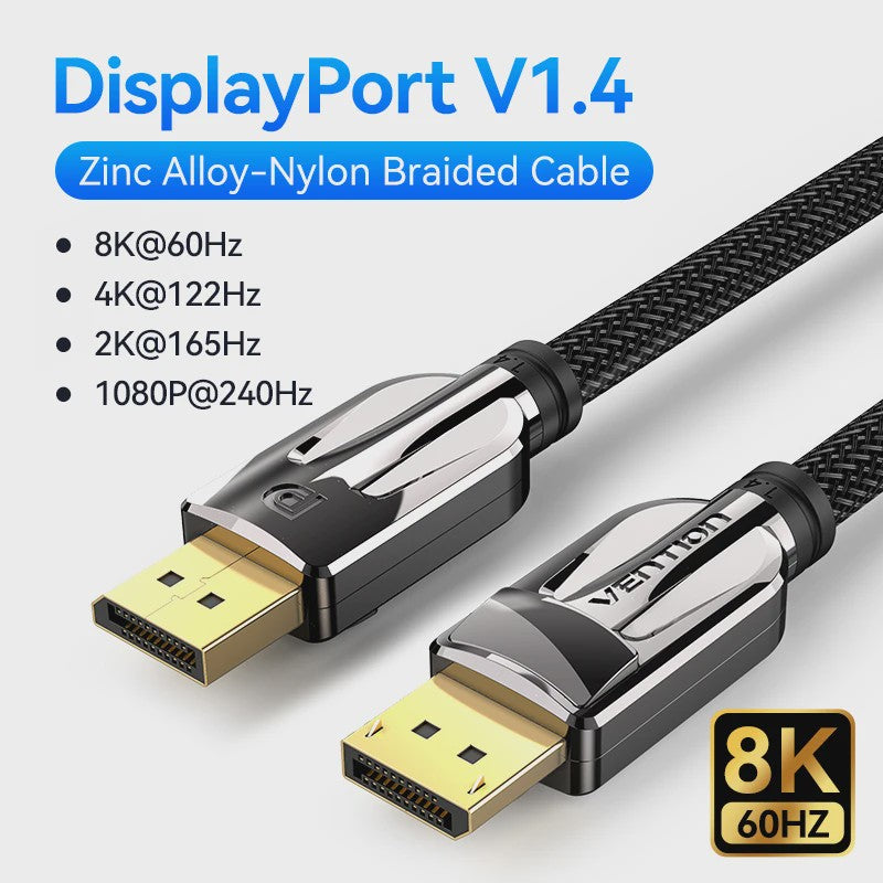 Vention 8K DisplayPort 1.4 Kabel - 4K@144Hz, 32.4Gbps, HDR, G-Sync/FreeSync