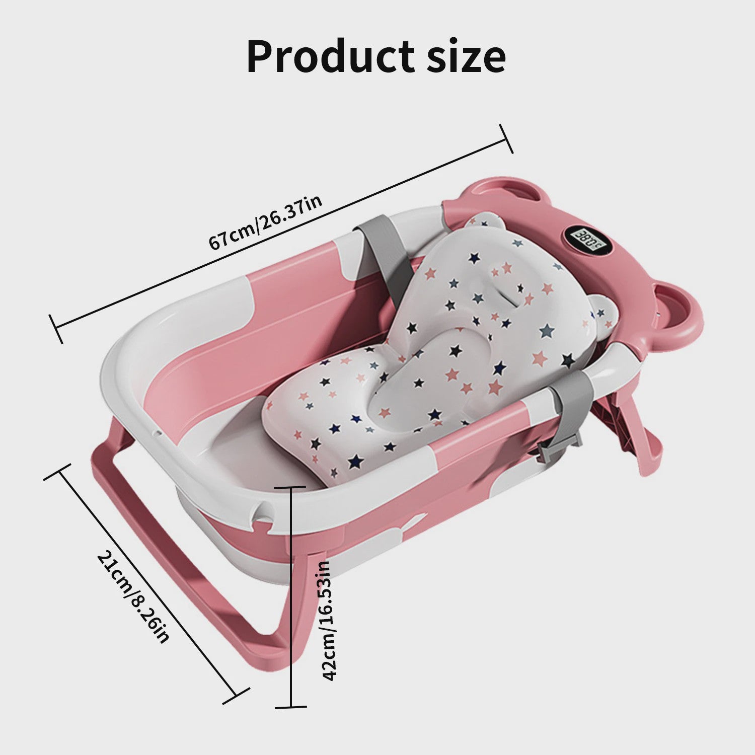 Opvouwbaar Babybadje met Thermometer & Antislip Kussen - Draagbaar voor Pasgeborenen