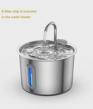 Automatische Drinkfontein RVS 2.2L voor Katten & Honden met Waterniveauvenster