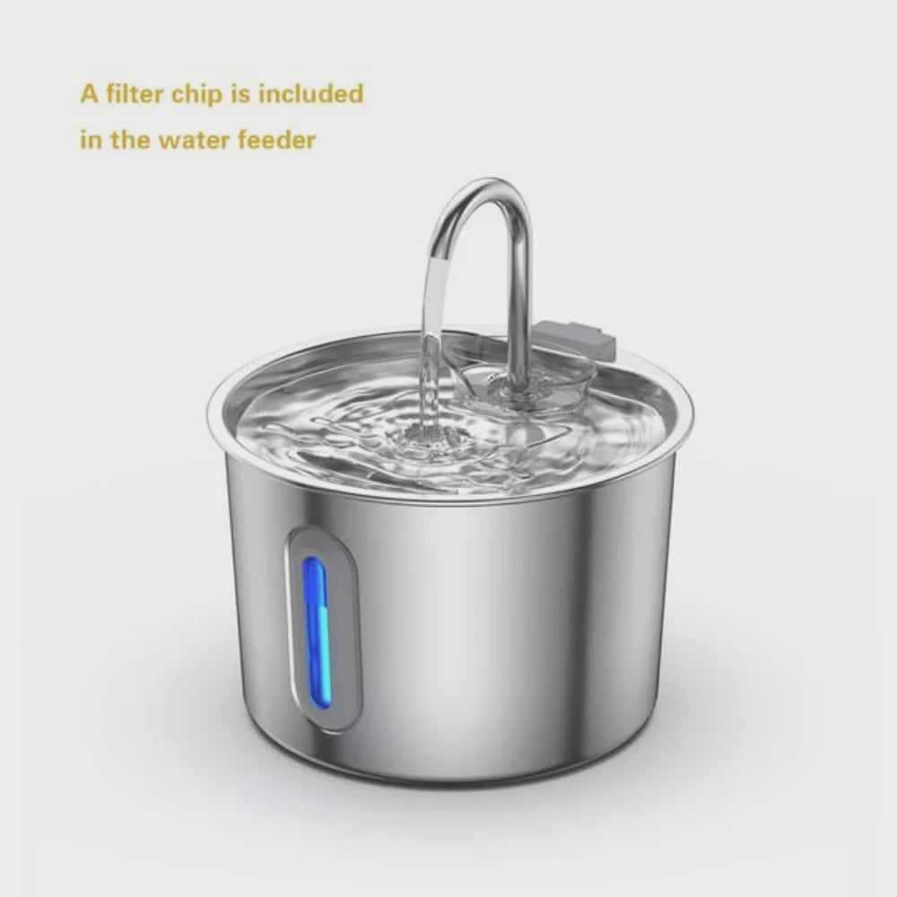 Automatische Drinkfontein RVS 2.2L voor Katten & Honden met Waterniveauvenster