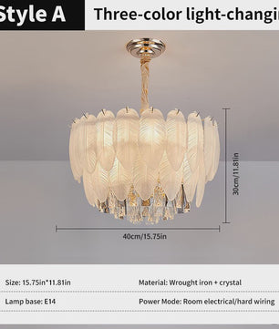 Luxe Pluimen & Kristal Plafondlamp - Sfeervolle Hanglamp voor Woonkamer & Slaapkamer