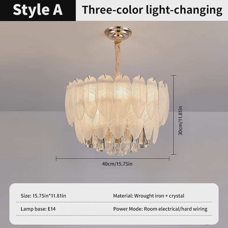 Luxe Pluimen & Kristal Plafondlamp - Sfeervolle Hanglamp voor Woonkamer & Slaapkamer