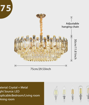 Luxe Gouden Kristallen Plafondlamp LED - 3 Kleuren Dimbaar - Hanglamp voor Eetkamer