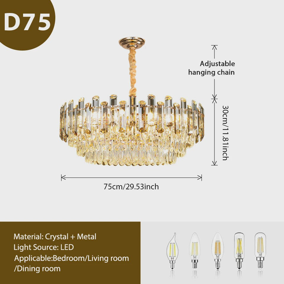 Luxe Gouden Kristallen Plafondlamp LED - 3 Kleuren Dimbaar - Hanglamp voor Eetkamer