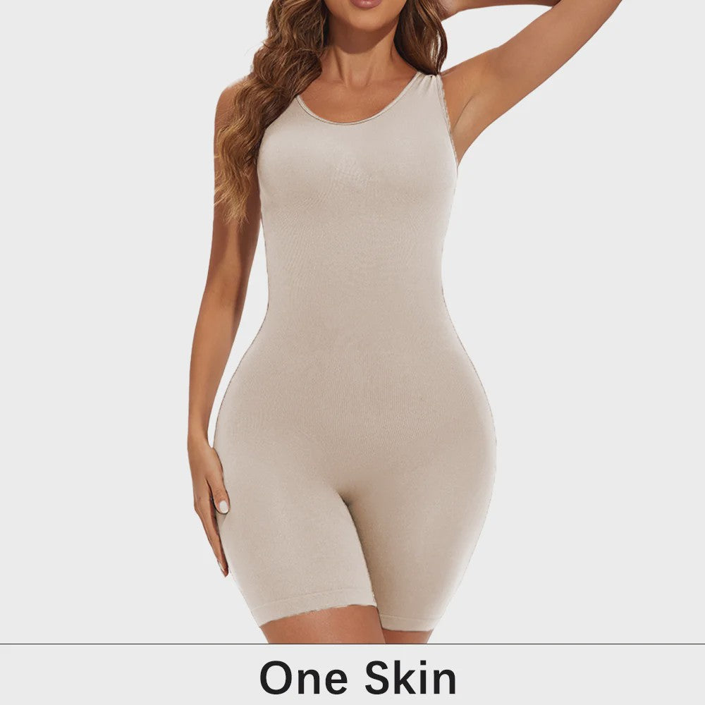 Naadloze Body Shaper Bodysuit met Brede Bandjes - Volledige Compressie & Dij Slimming