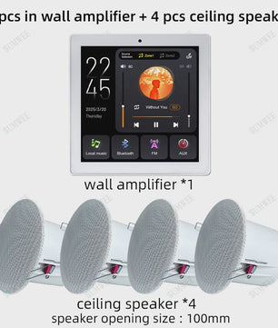 Slimme 2-Zone Wandversterker met Touchscreen: Bluetooth, AUX, TF & FM voor Thuisbioscoop