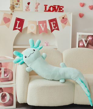 Glow-in-the-dark Axolotl Knuffelkussen 122cm - Magisch Pluche Kussen met Lichtgevende Oren, Cadeau voor Kinderen & Tieners