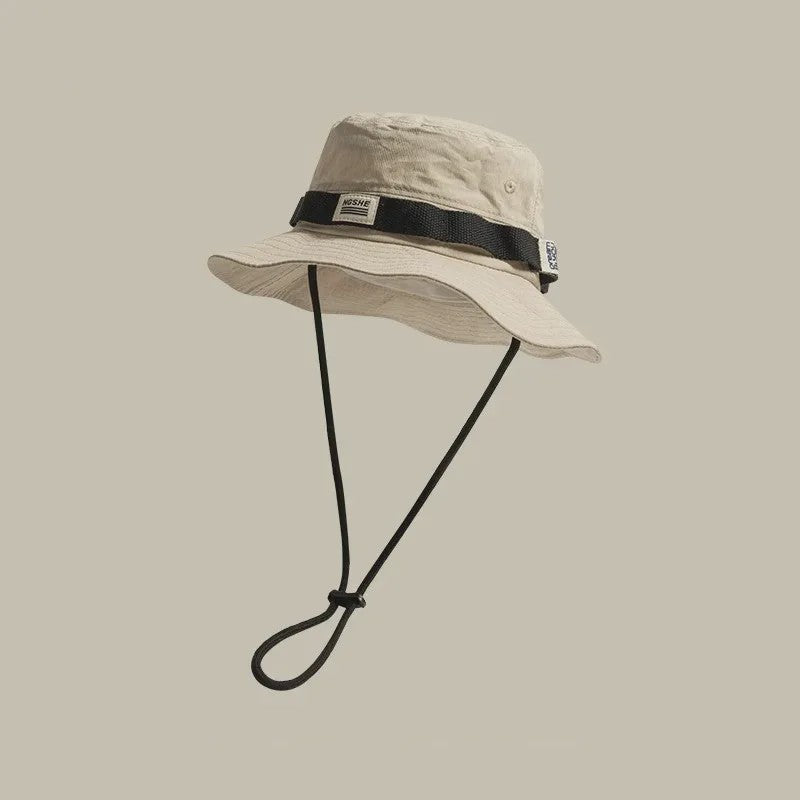 Heren Bucket Hat met Brede Rand - UV Bescherming voor Vissen, Wandelen & Outdoor