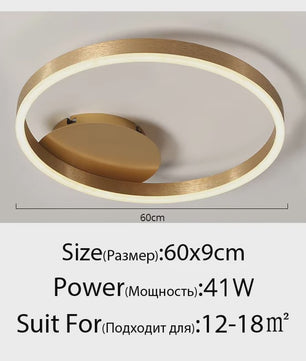 Moderne LED Plafondlamp 3 Cirkels - Goud/Koffie - Woonkamer & Slaapkamer