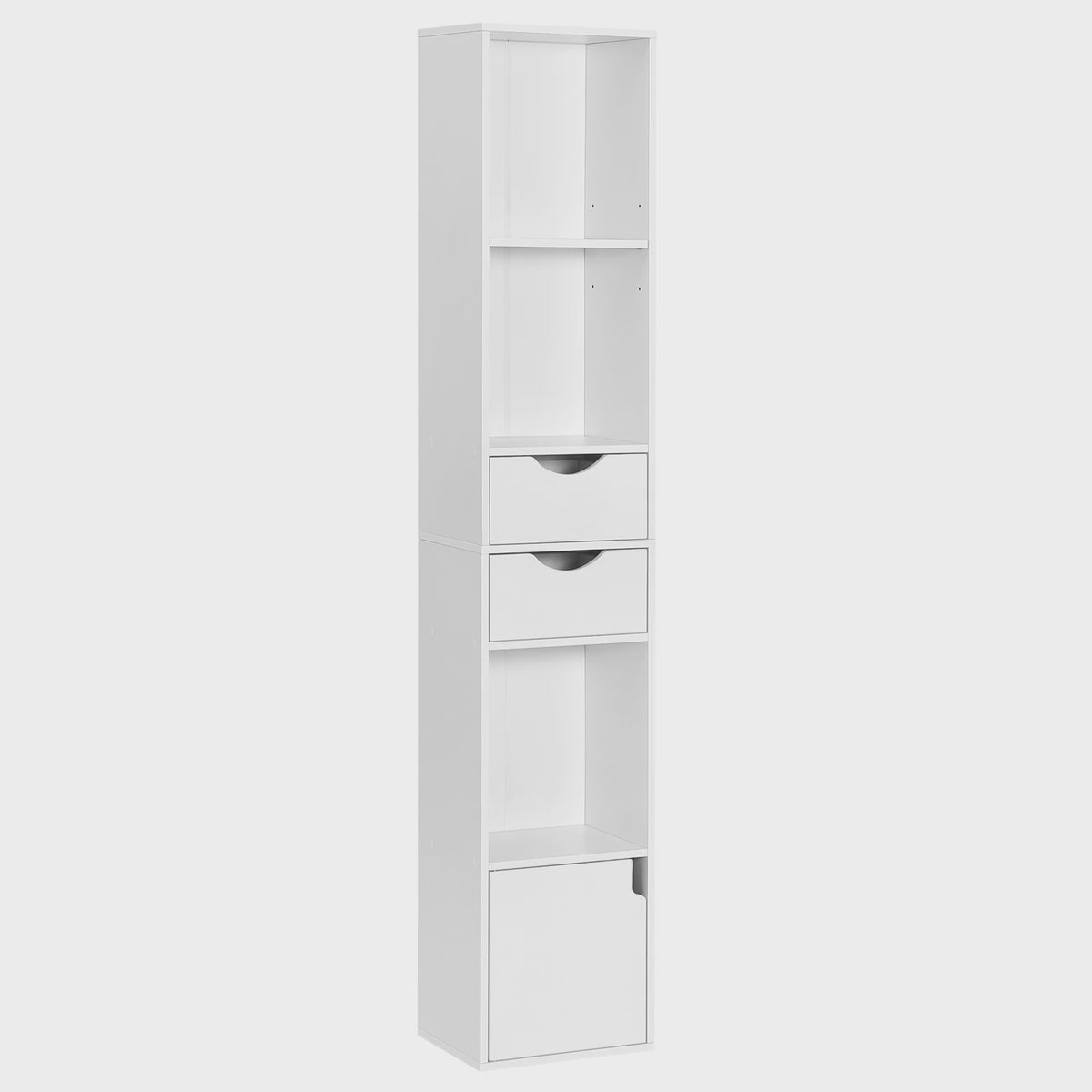 Hoge Smalle Boekenkast met Lades en Deur - Stijlvolle Opbergkast voor Woonkamer & Kantoor (158cm)