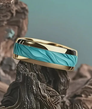 Luxe Groene Kristalstenen Ringen voor Mannen - 8mm Roestvrij Staal Trouwband
