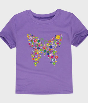 Schattig Katoenen T-shirt Meisjes met Bloemprint - Maten 2 t/m 14 Jaar