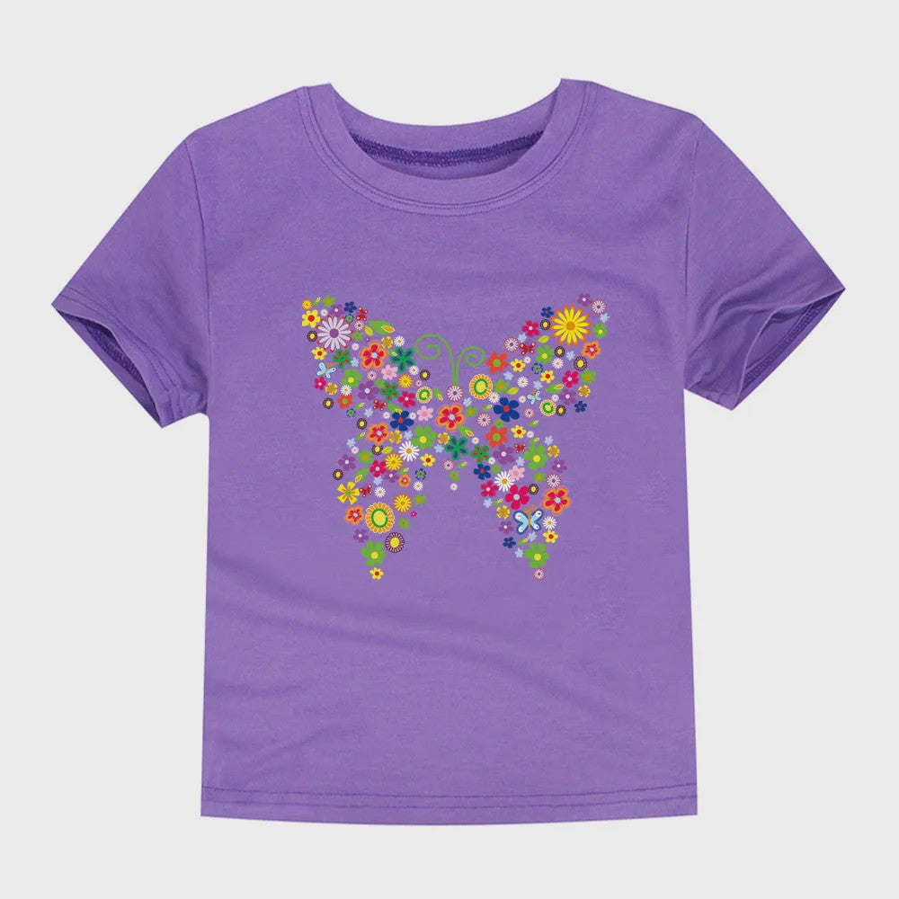 Schattig Katoenen T-shirt Meisjes met Bloemprint - Maten 2 t/m 14 Jaar