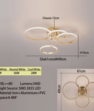 Moderne LED Plafondlamp Kroonluchter - Dimbaar, Goud/Chroom/Zwart