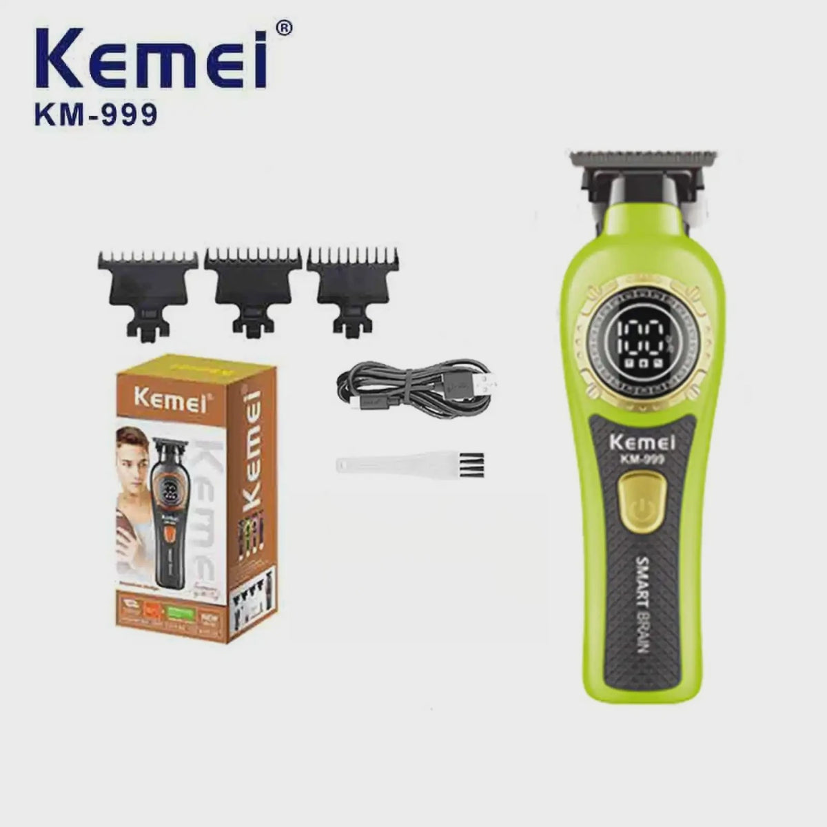 Kemei KM-999 Professionele Draadloze Trimmer met Digitaal Display