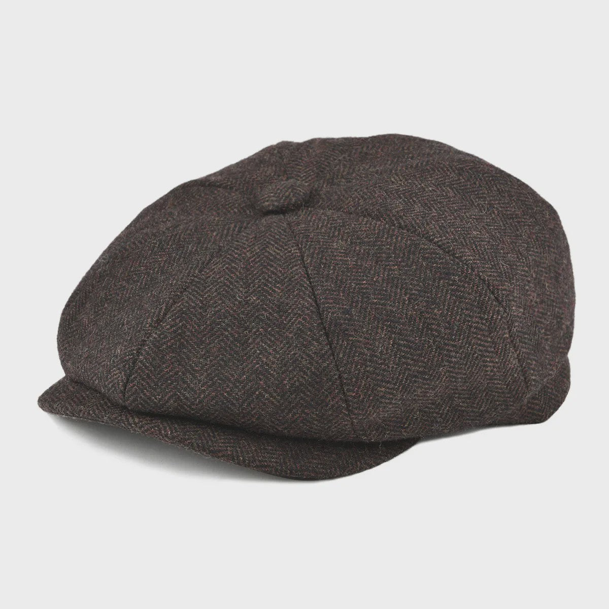 Stijlvolle Heren Herringbone Tweed Flat Cap - Britse Retro Newsboy Pet