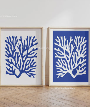 Retro Blauwe Sardine Canvas Poster - Mediterrane Stijl Wanddecoratie