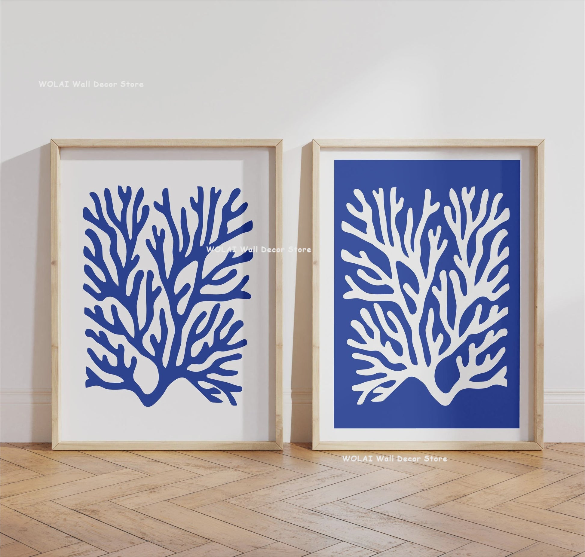Retro Blauwe Sardine Canvas Poster - Mediterrane Stijl Wanddecoratie