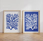 Retro Blauwe Sardine Canvas Poster - Mediterrane Stijl Wanddecoratie