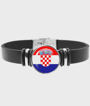 Leren Armband met Vlag van [Land] - Stijlvolle Bangle voor Dames en Heren